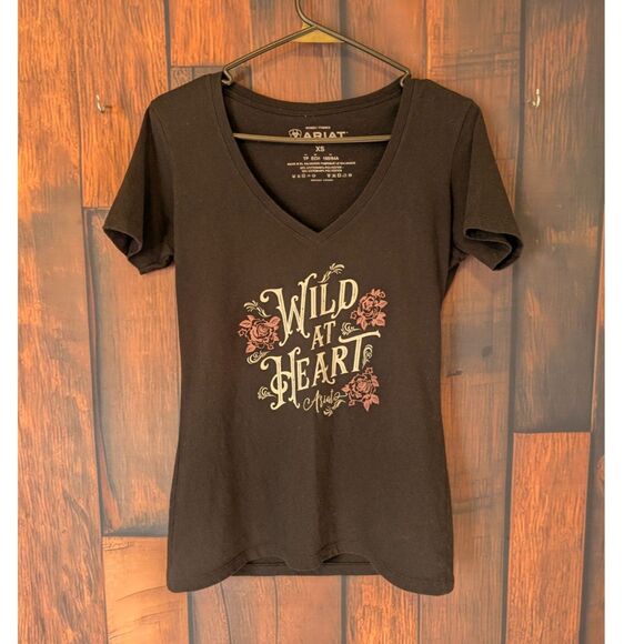 Women's Ariat black short sleeve t-shirt size XS Western - Picture 1 of 4